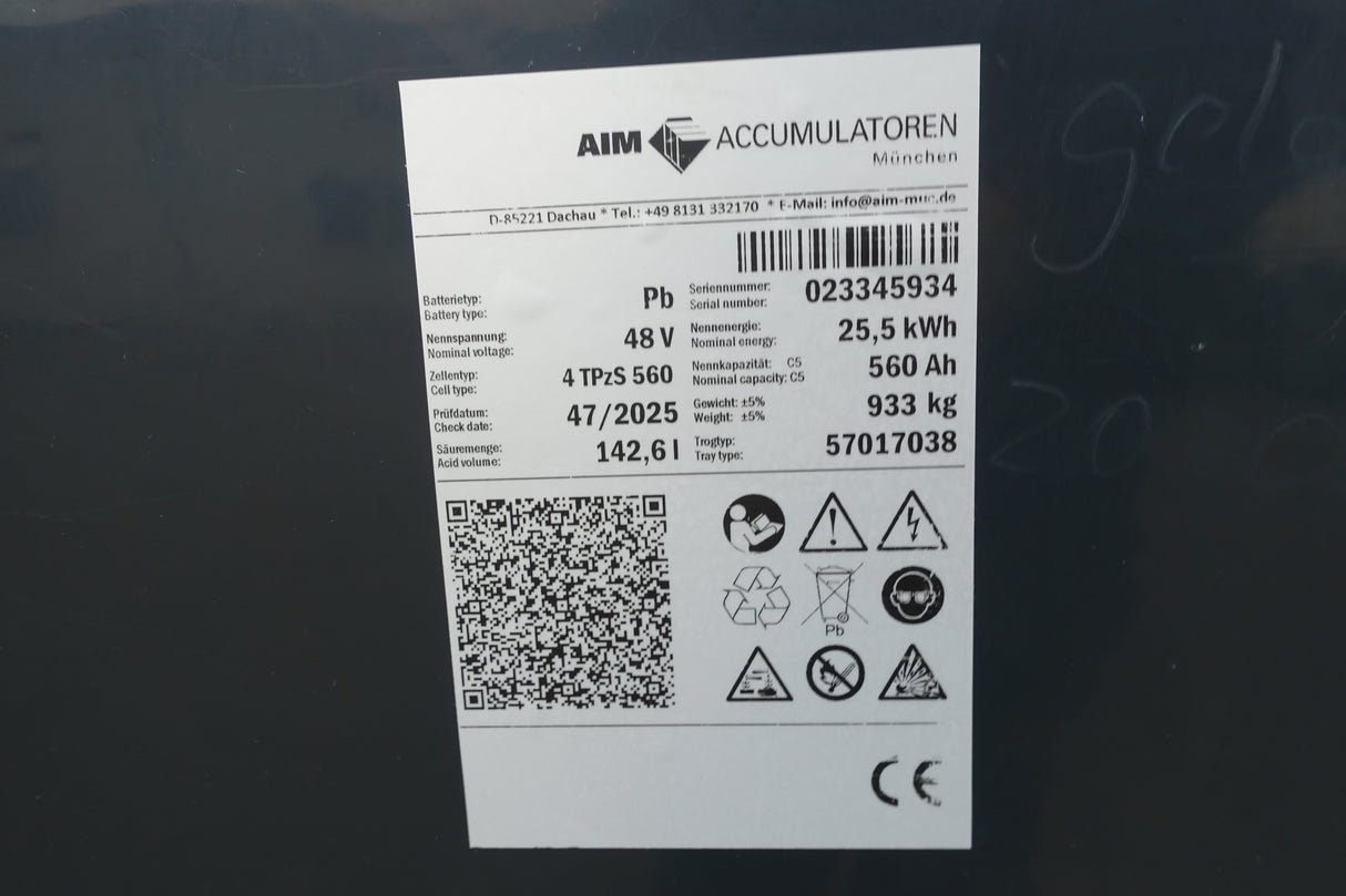 Forklift battery 48V 4PzS560