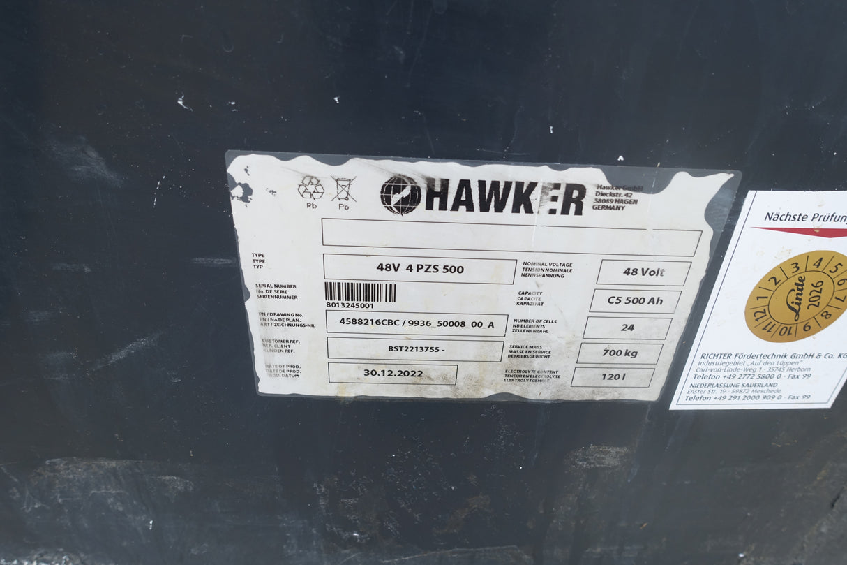 Staplerbatterie 48V 4PzS500