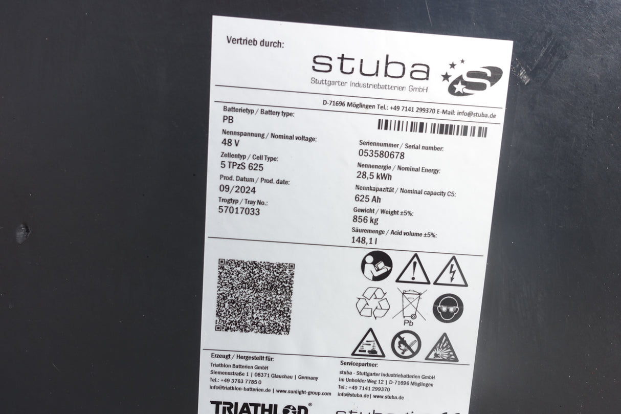 Staplerbatterie 48V 5PzS625