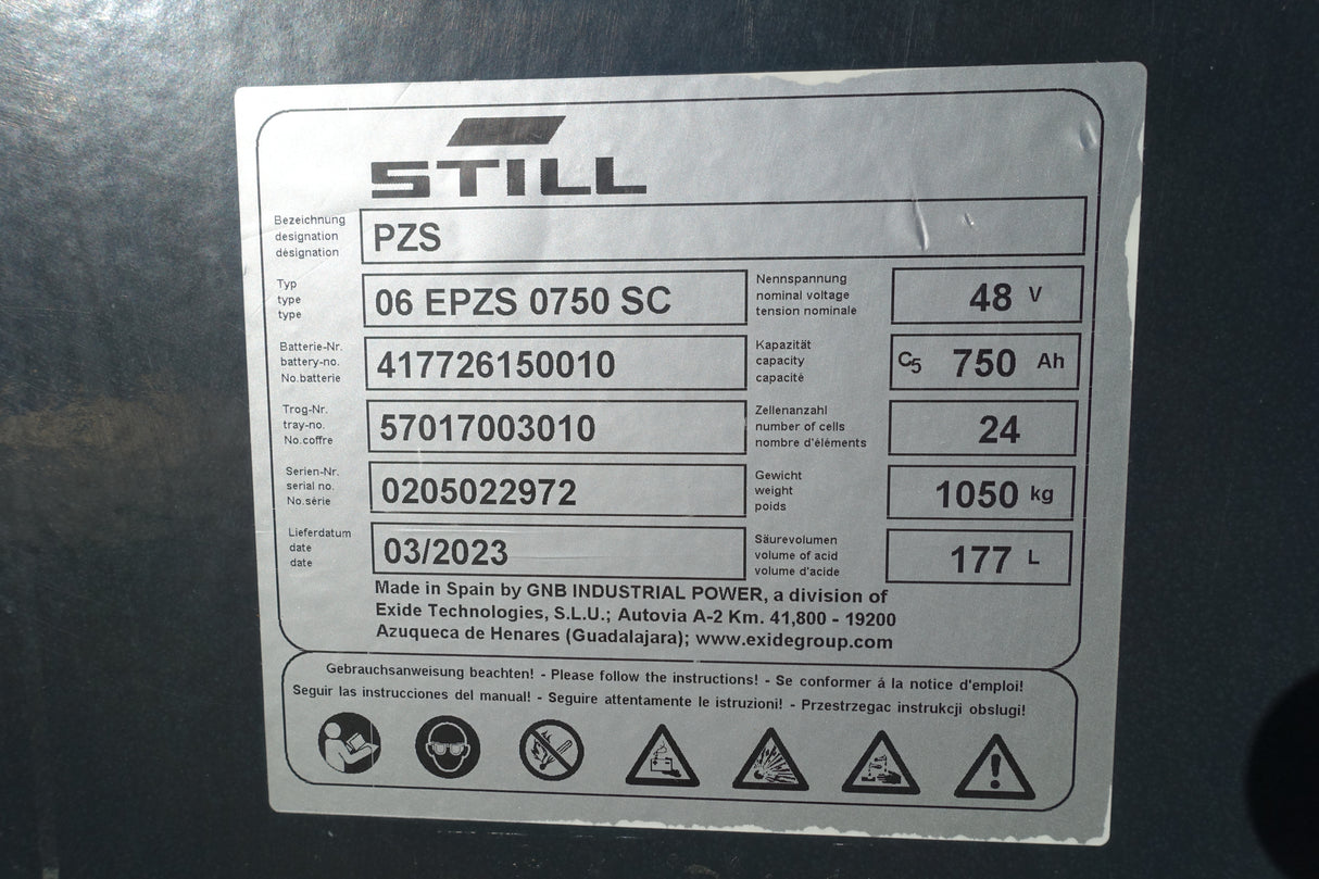 Staplerbatterie 48V 6PzS750
