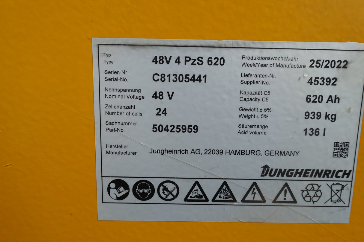 Forklift battery 48V 4PzS620