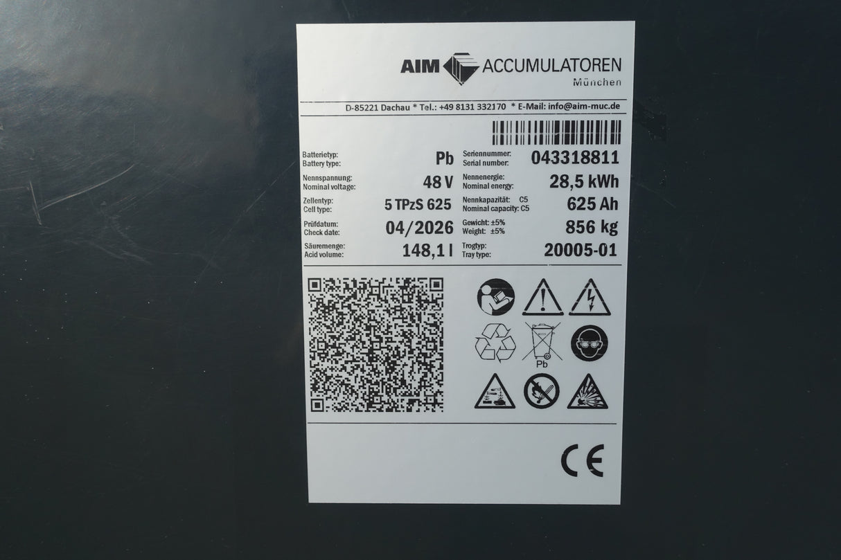 Forklift battery 48V 5PzS625