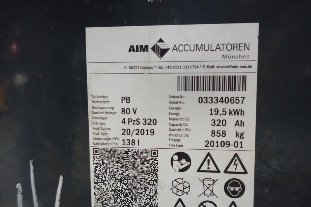 Forklift battery 80V 4PzS320