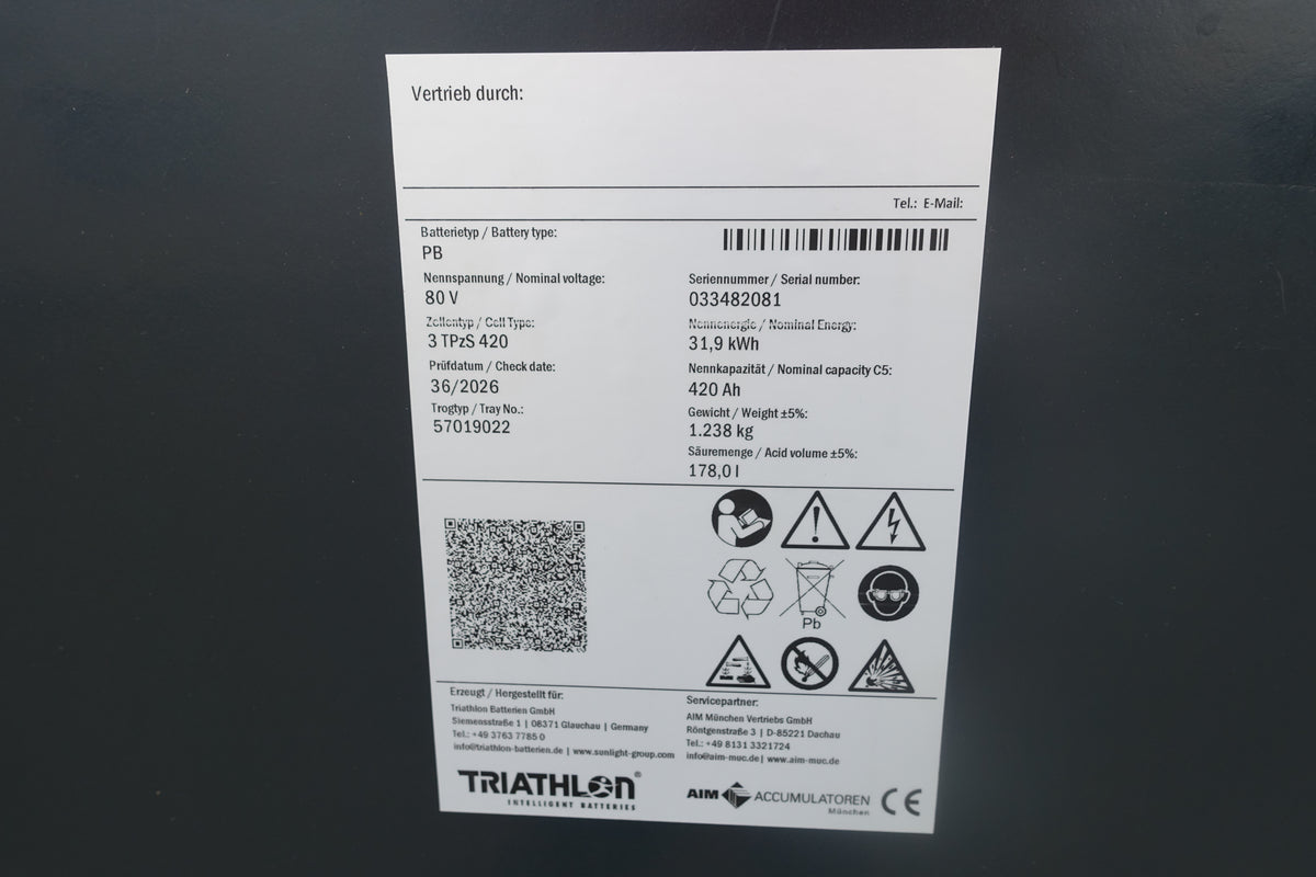 Forklift Battery 80V 3PzS420