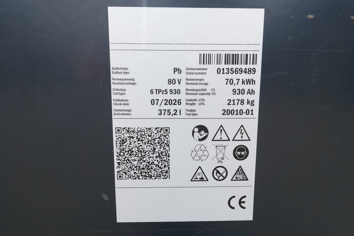 Forklift battery 80V 6PzS930