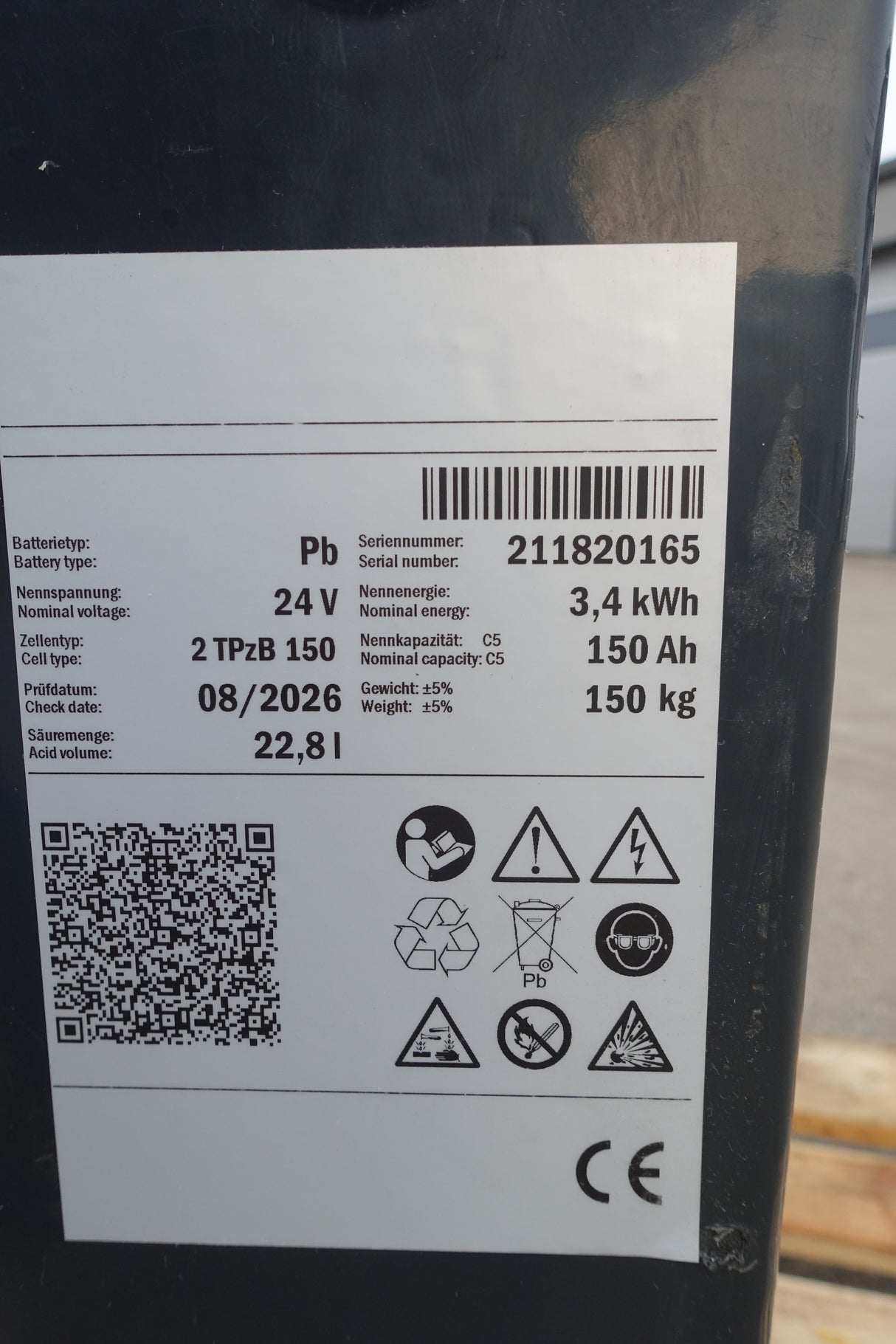 Forklift battery 24V 2PzB150