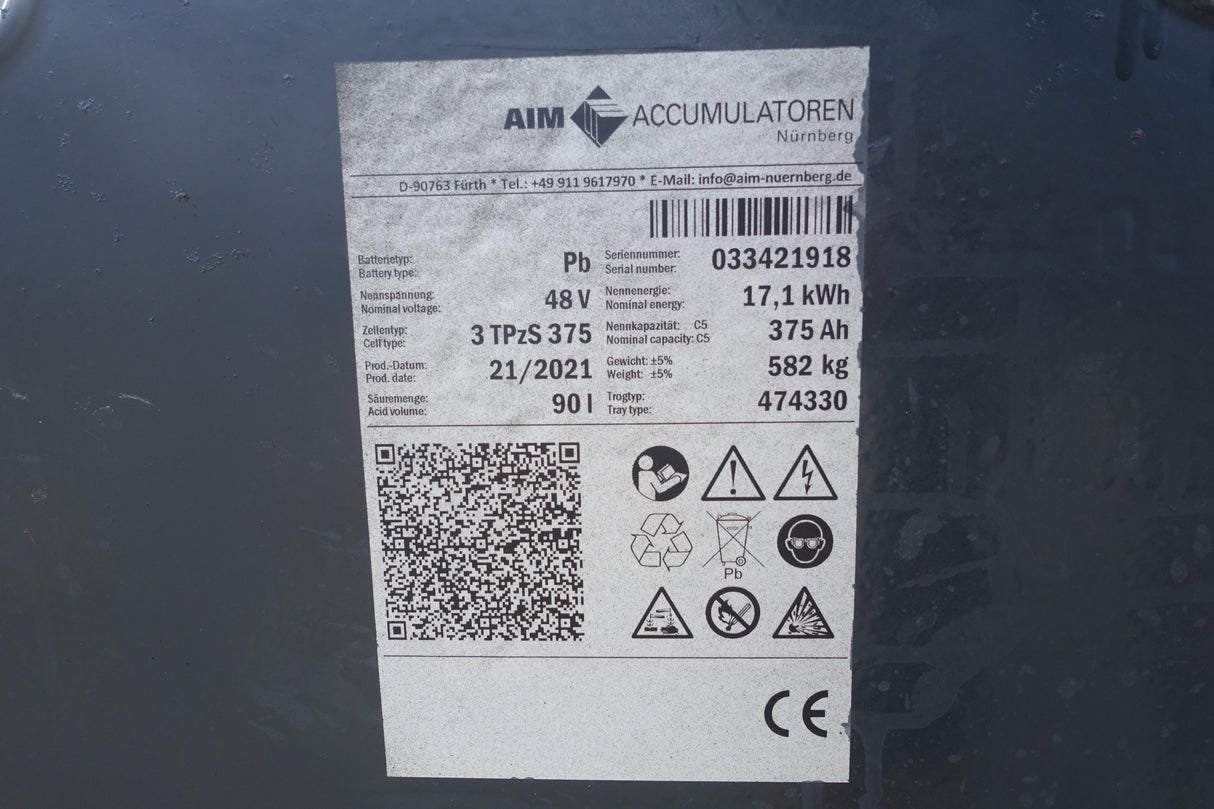 Forklift battery 48V 3PzS375