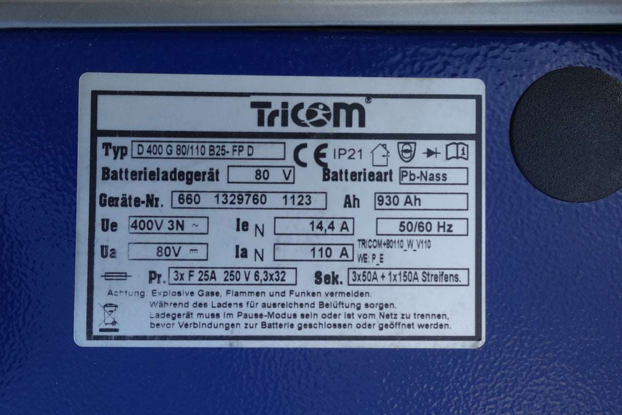 80V 110A HF Ladegerät Tricom Futur