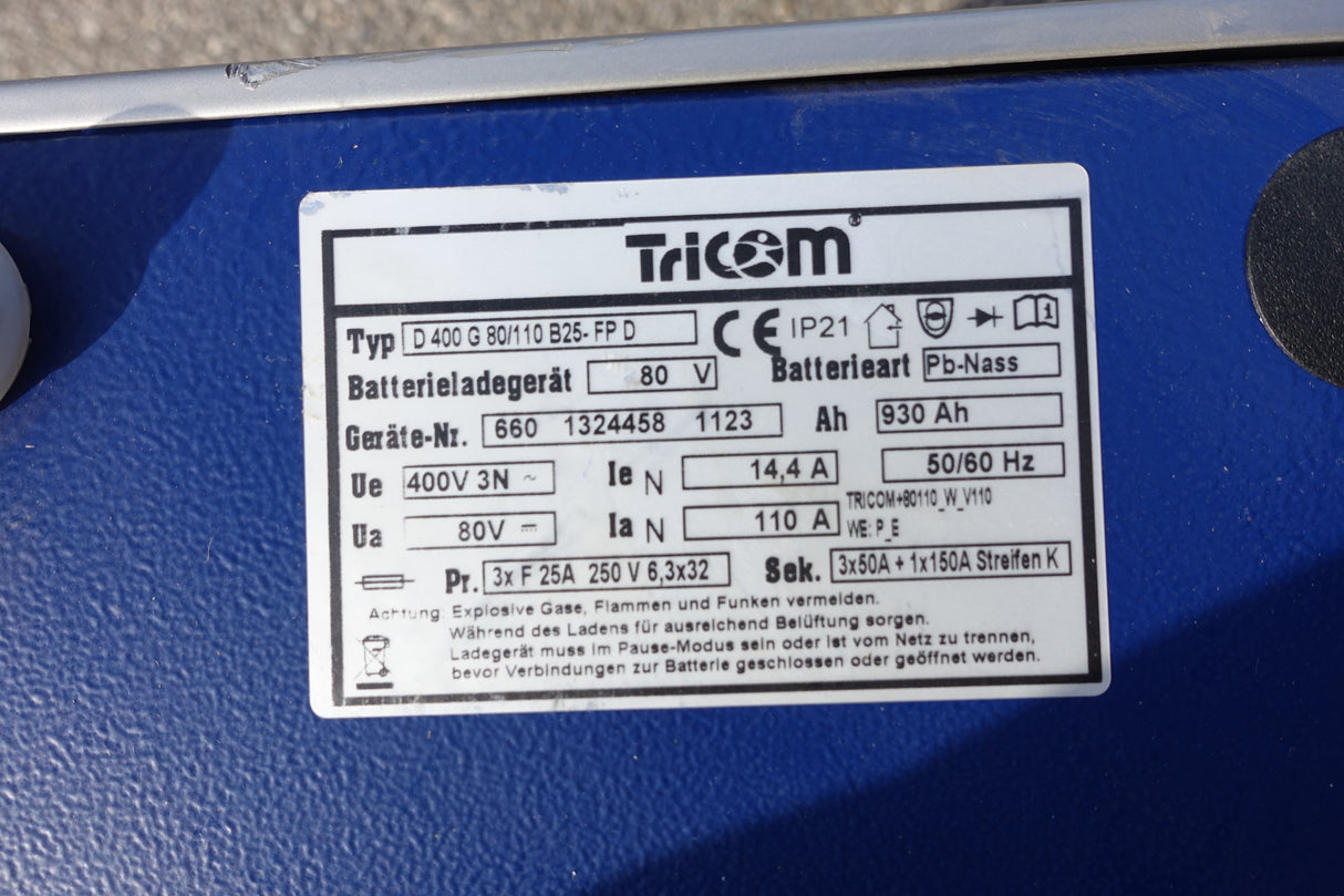 80V 110A HF Ladegerät Tricom Futur