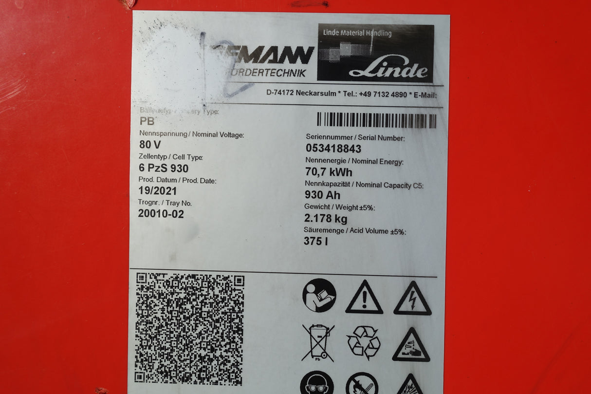 Staplerbatterie 80V 6PzS930