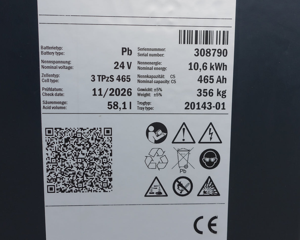 Forklift battery 24V 3PzS465