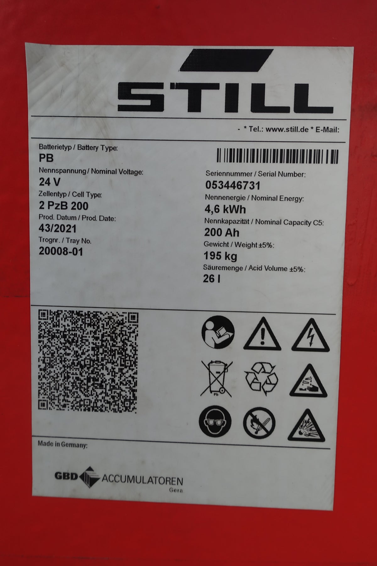 Forklift battery 24V 2PzB200 L-TROG