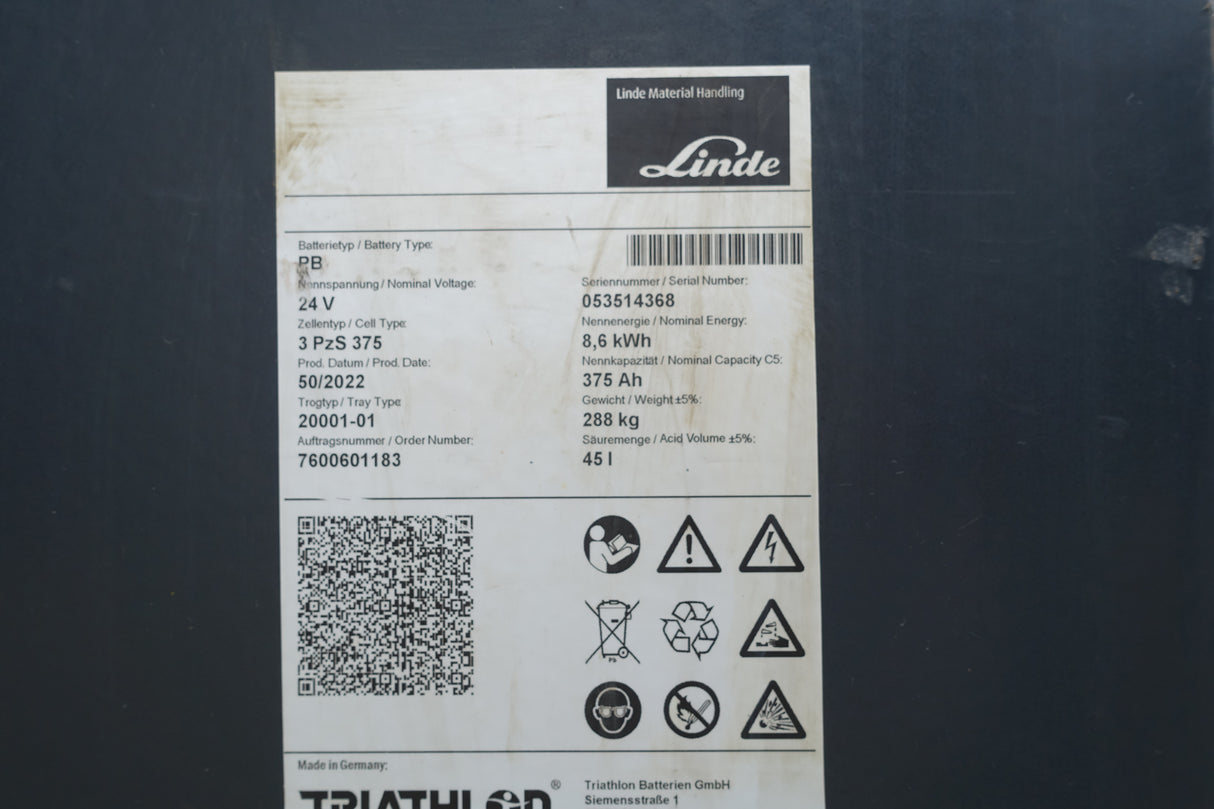 Staplerbatterie 24V 3PzS375