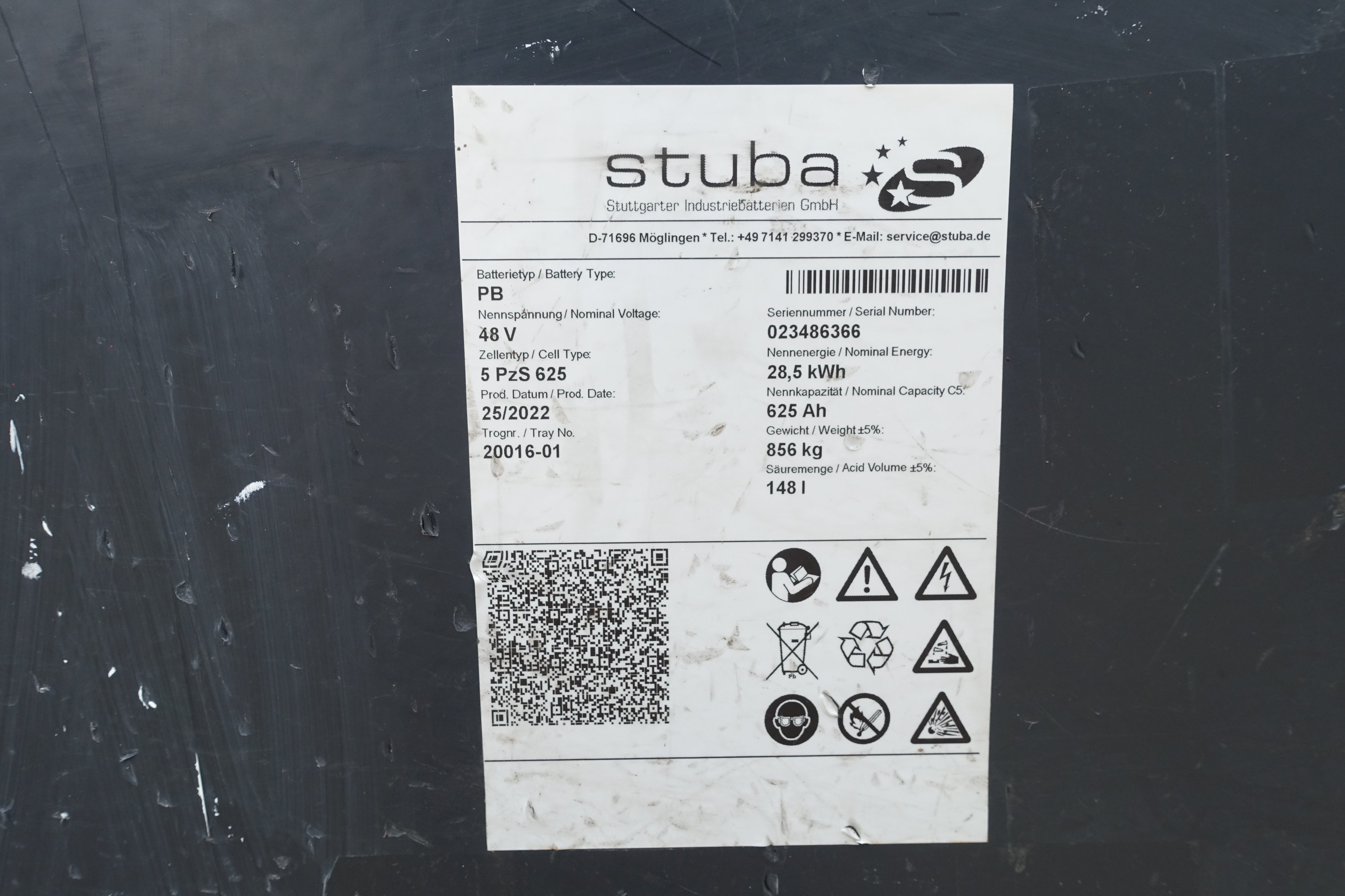 Forklift battery 48V 5PzS625