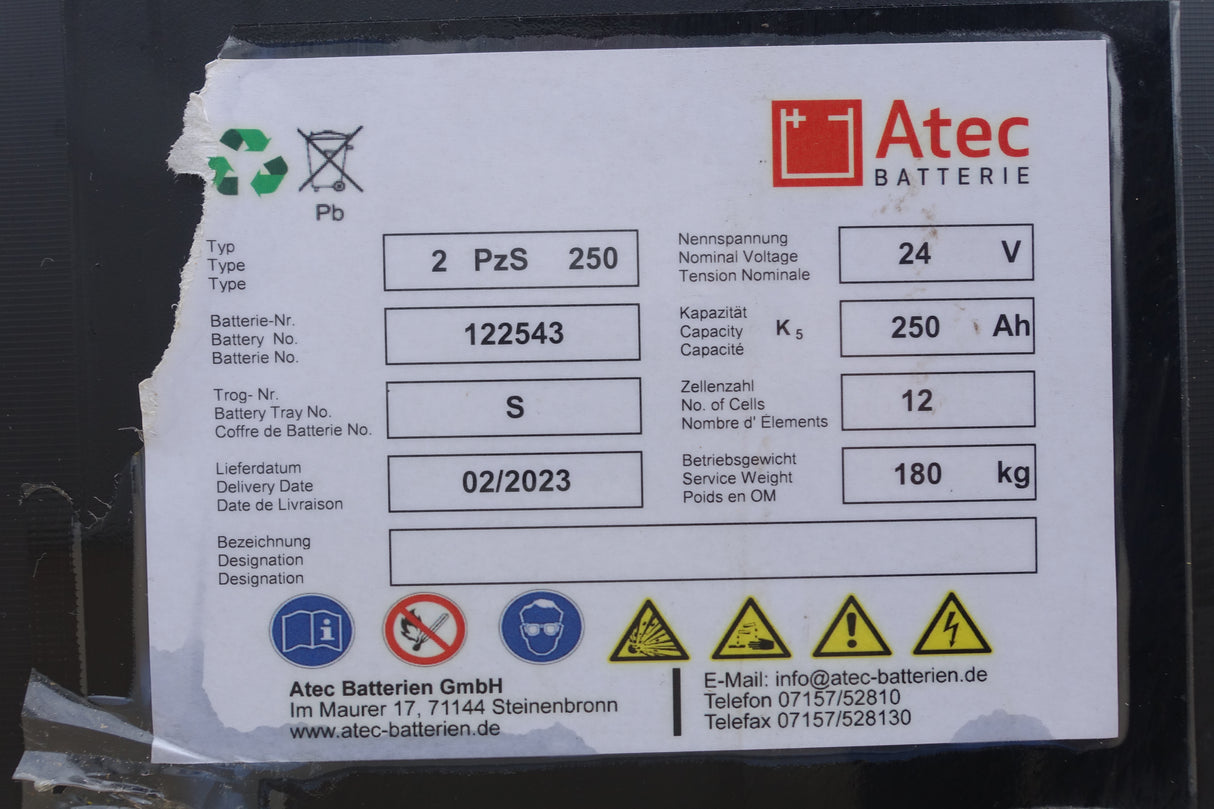 Forklift battery 24V 2PzS250
