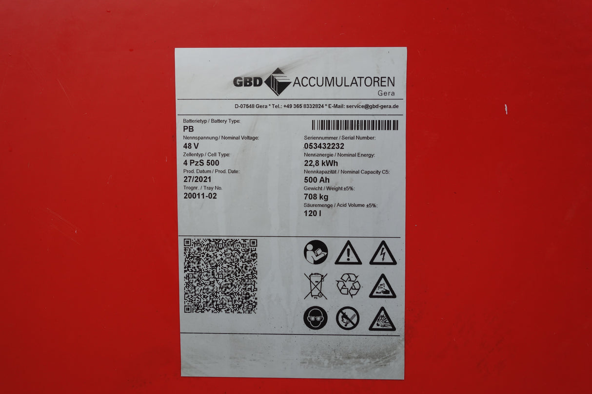 Forklift battery 48V 4PzS500