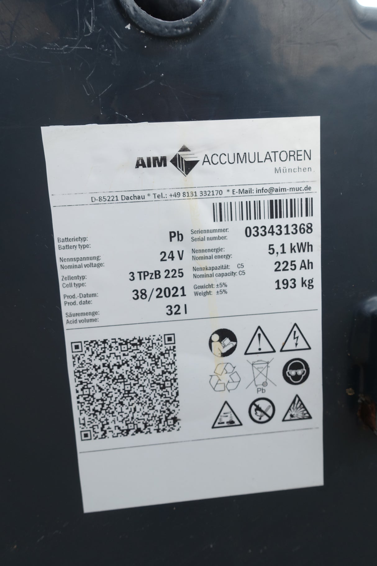 Staplerbatterie 24V 3PzB225