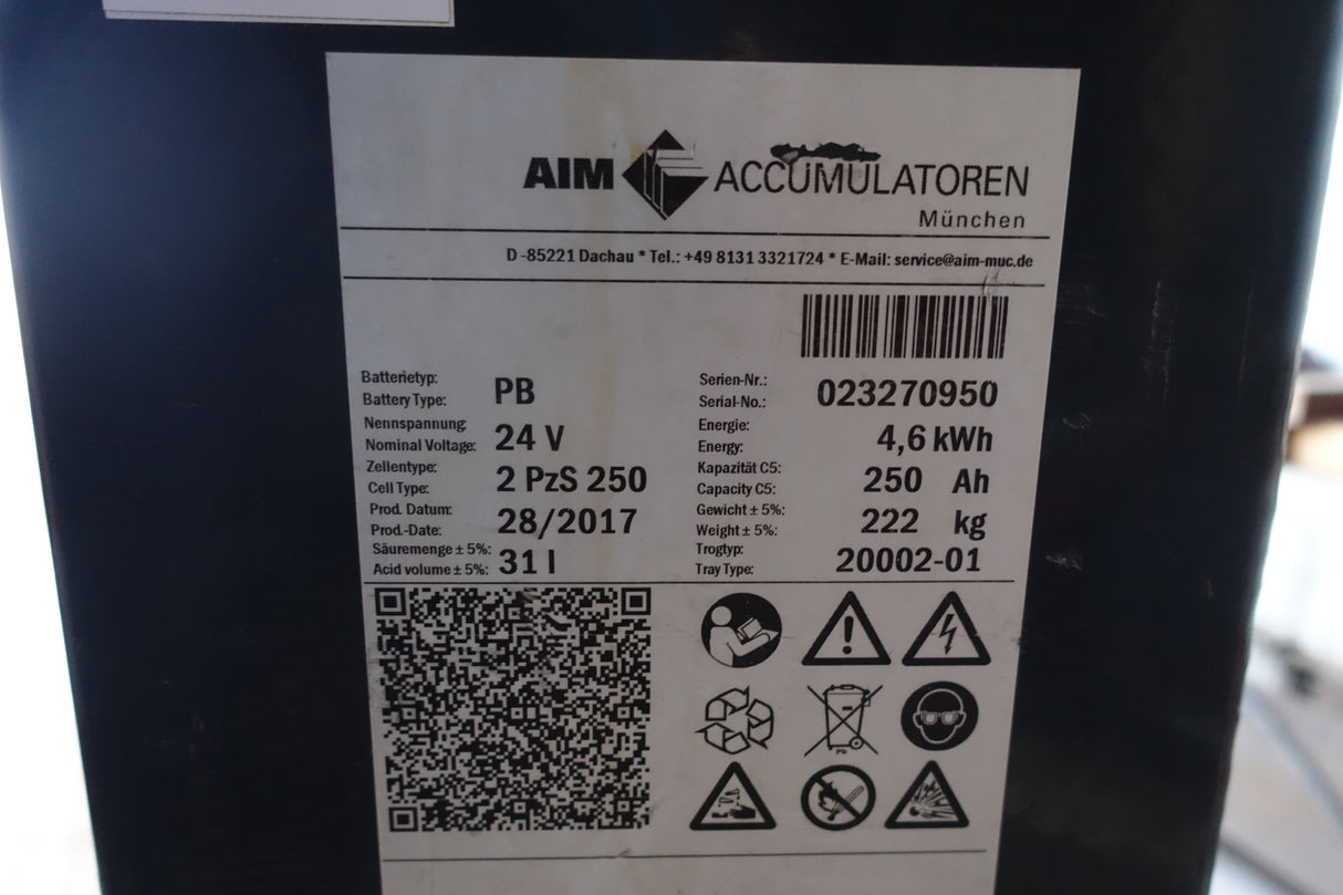 Forklift battery 24V 2PzS250
