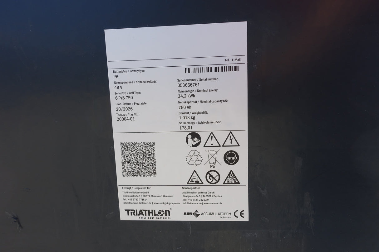 Forklift battery 48V 6PzS750