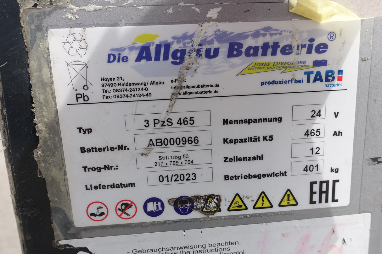 Forklift battery 24V 3PzS465