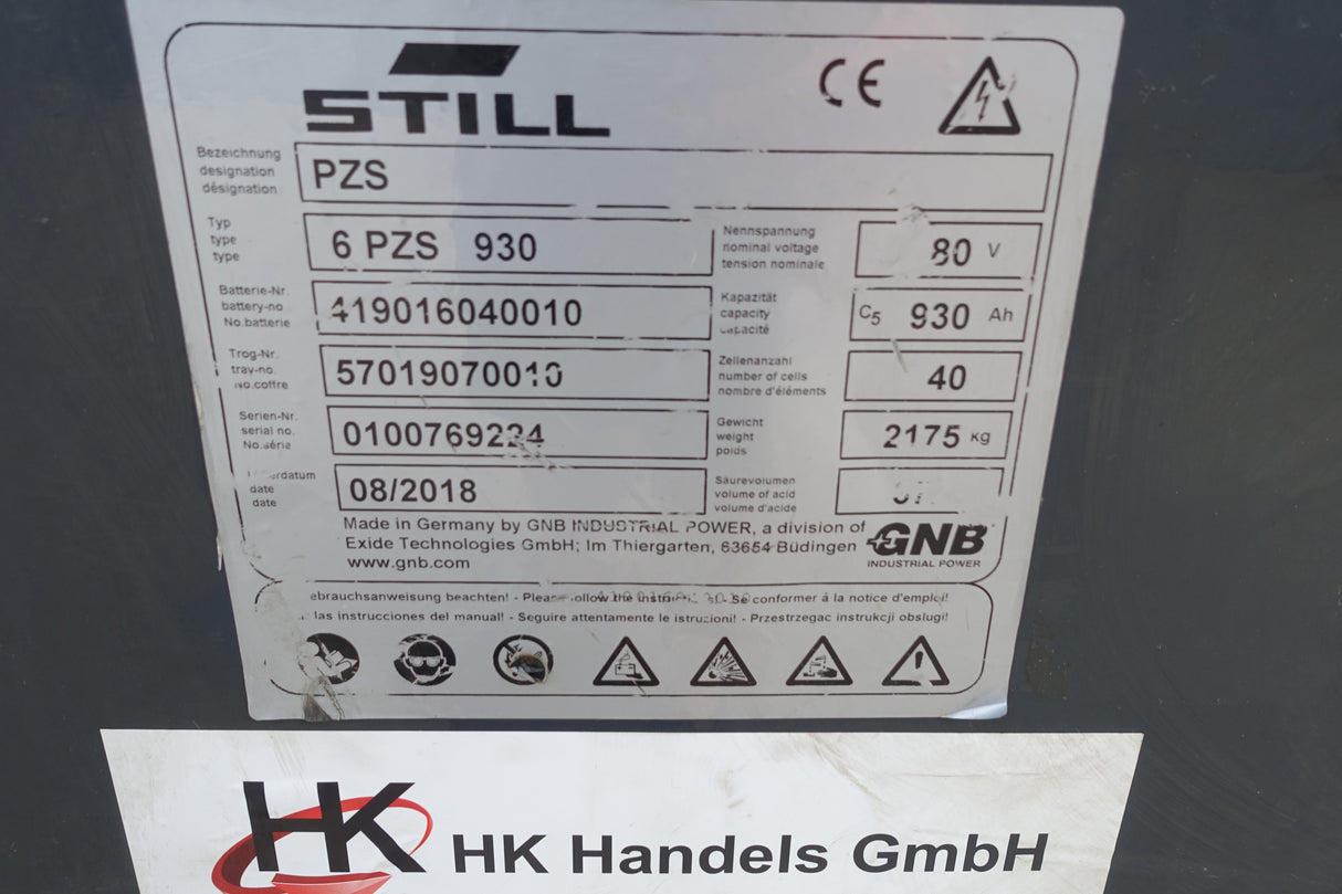 Forklift battery 80V 6PzS930
