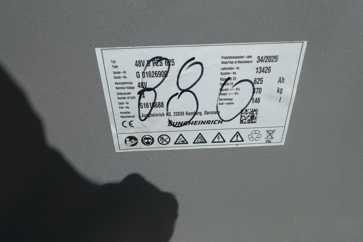 Forklift battery 48V 5PzS625