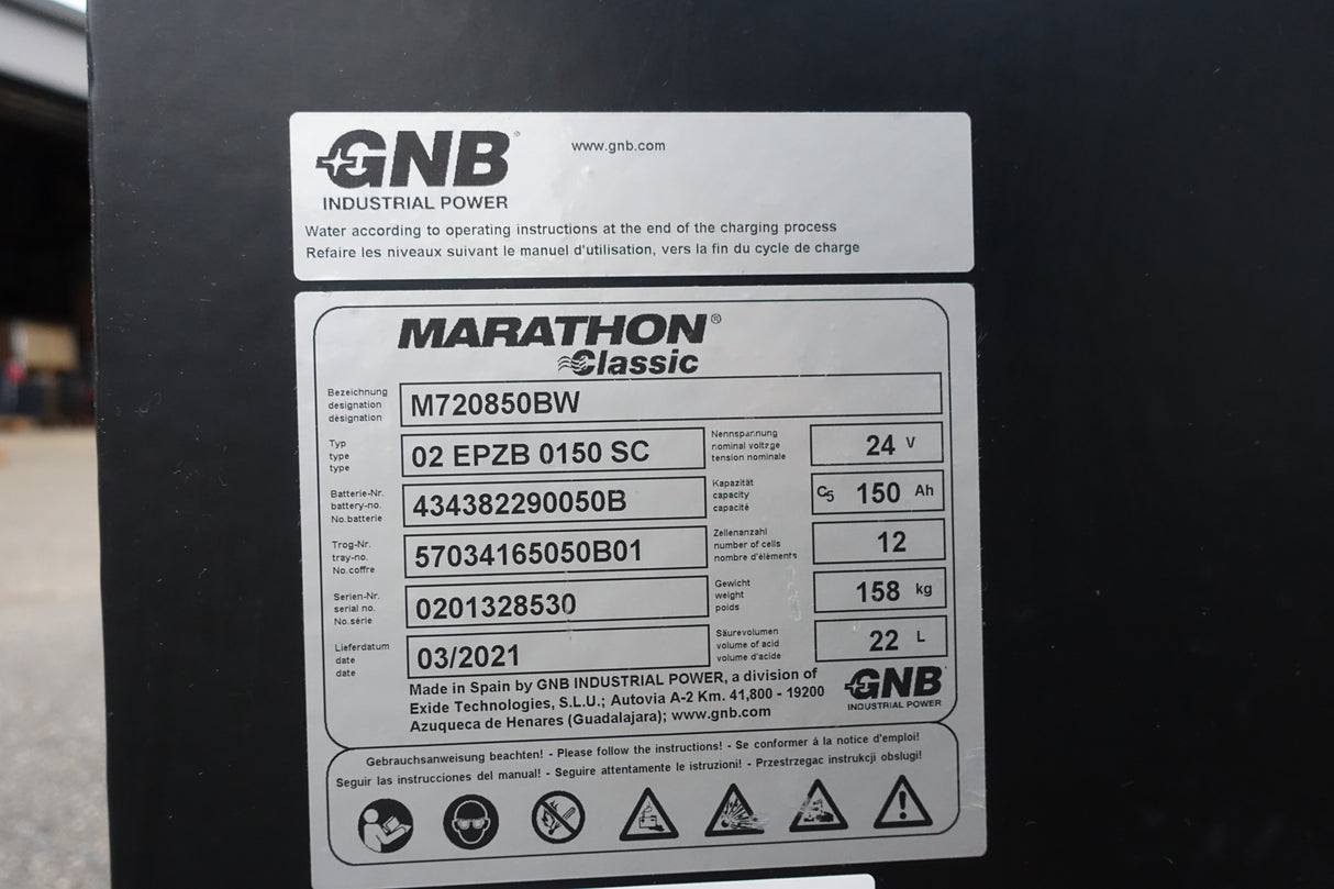 Staplerbatterie 24V 2PzB150