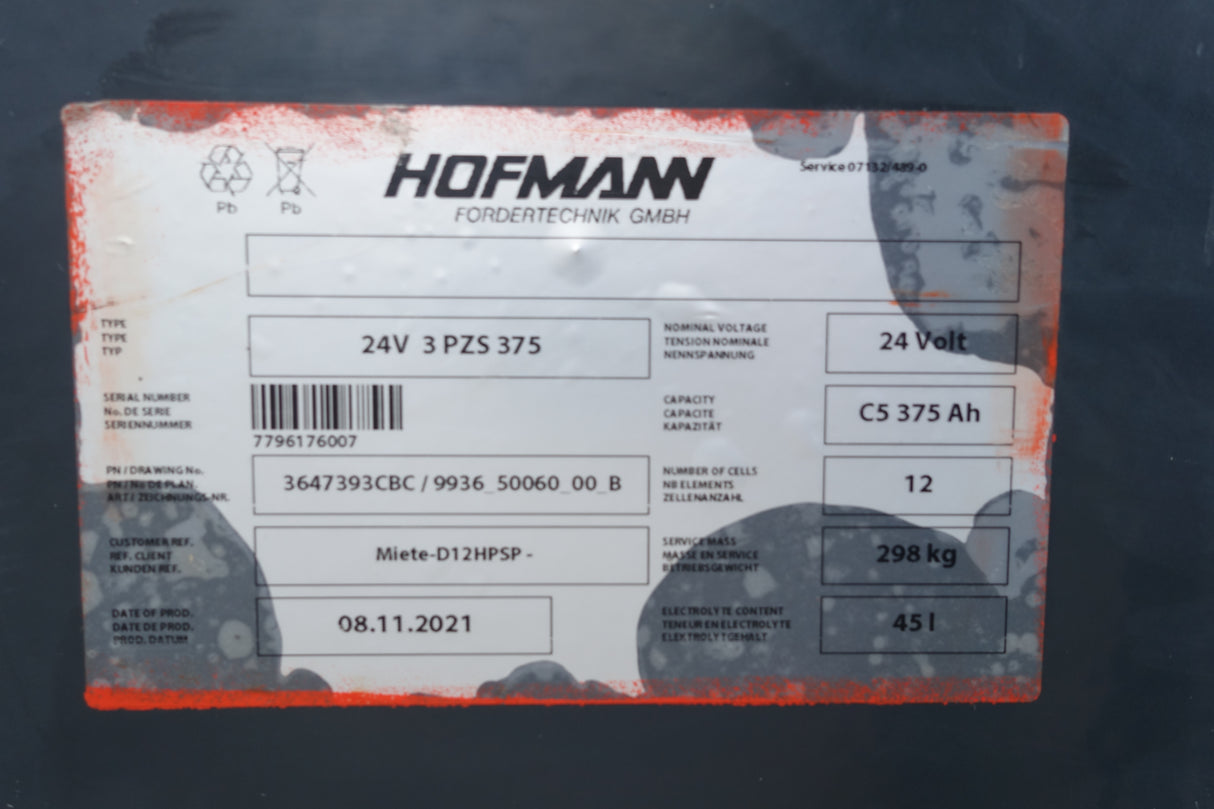 Staplerbatterie 24V 3PzS375
