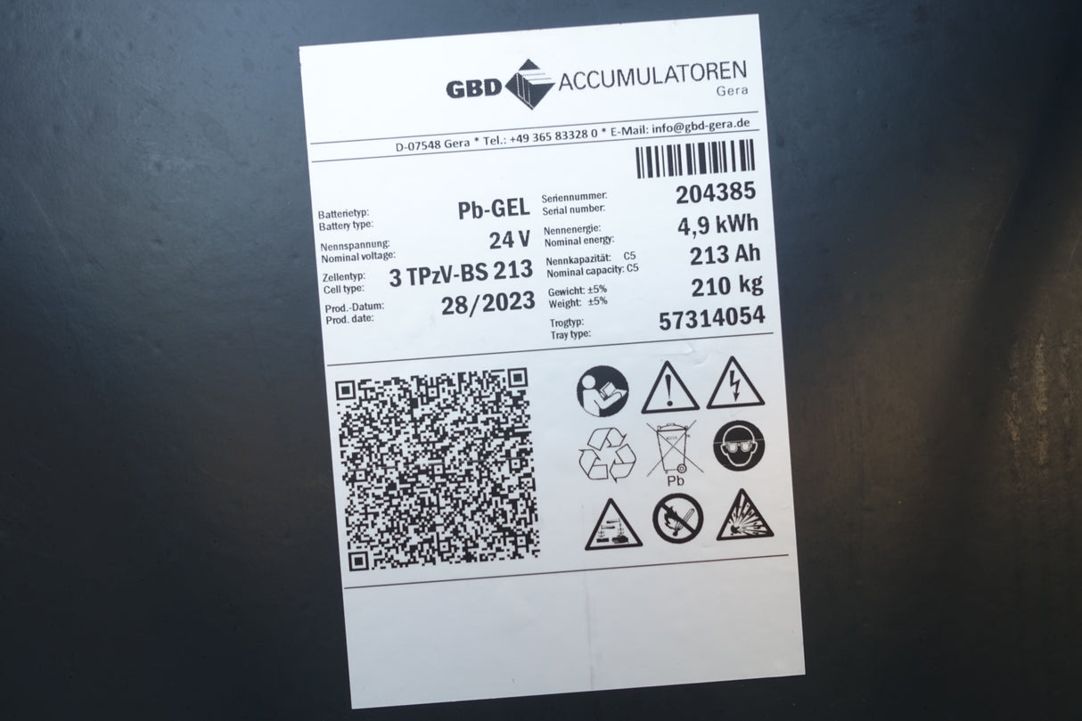 GBD Staplerbatterie 24V 3PzVB213 GEL SONDERTROG