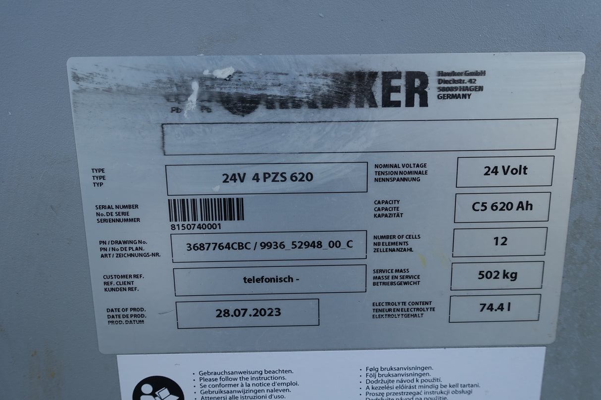 Staplerbatterie 24V 4PzS620