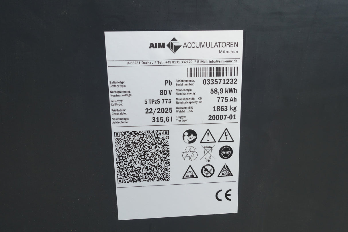 Staplerbatterie 80V 5PzS775