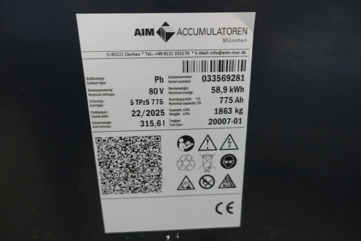 Staplerbatterie 80V 5PzS775