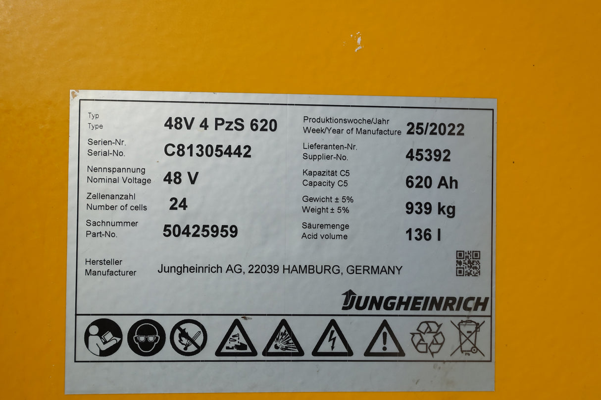 Forklift battery 48V 4PzS620