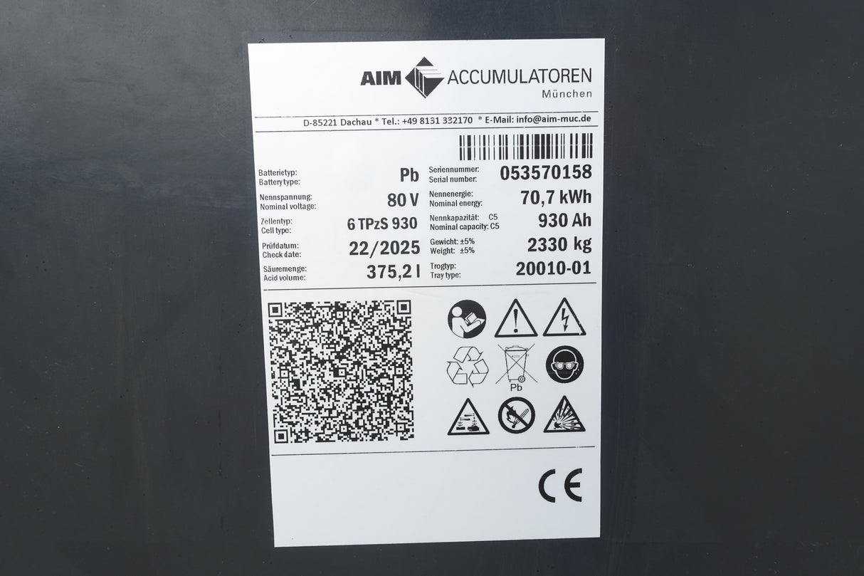 Staplerbatterie 80V 6PzS930