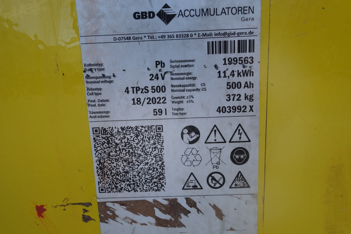 Forklift battery 24V 4PzS500