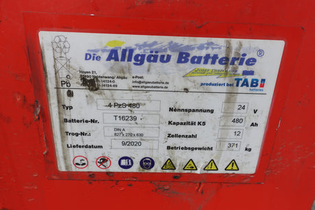 Allgäu Batterie Staplerbatterie 24V 4PzS480