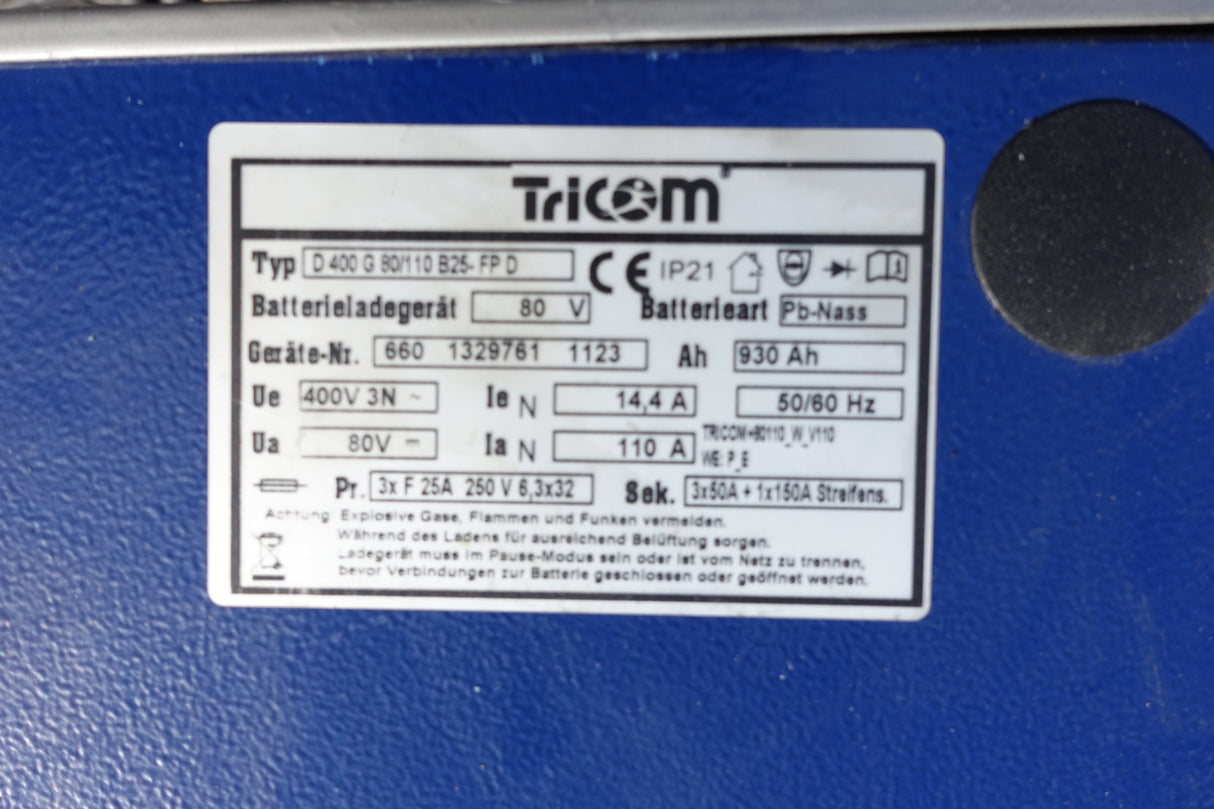 80V 110A HF Ladegerät Tricom Futur