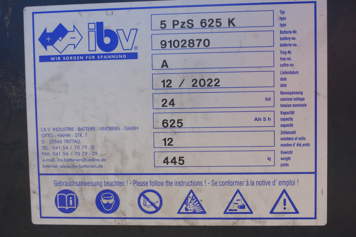 Forklift battery 24V 5PzS625