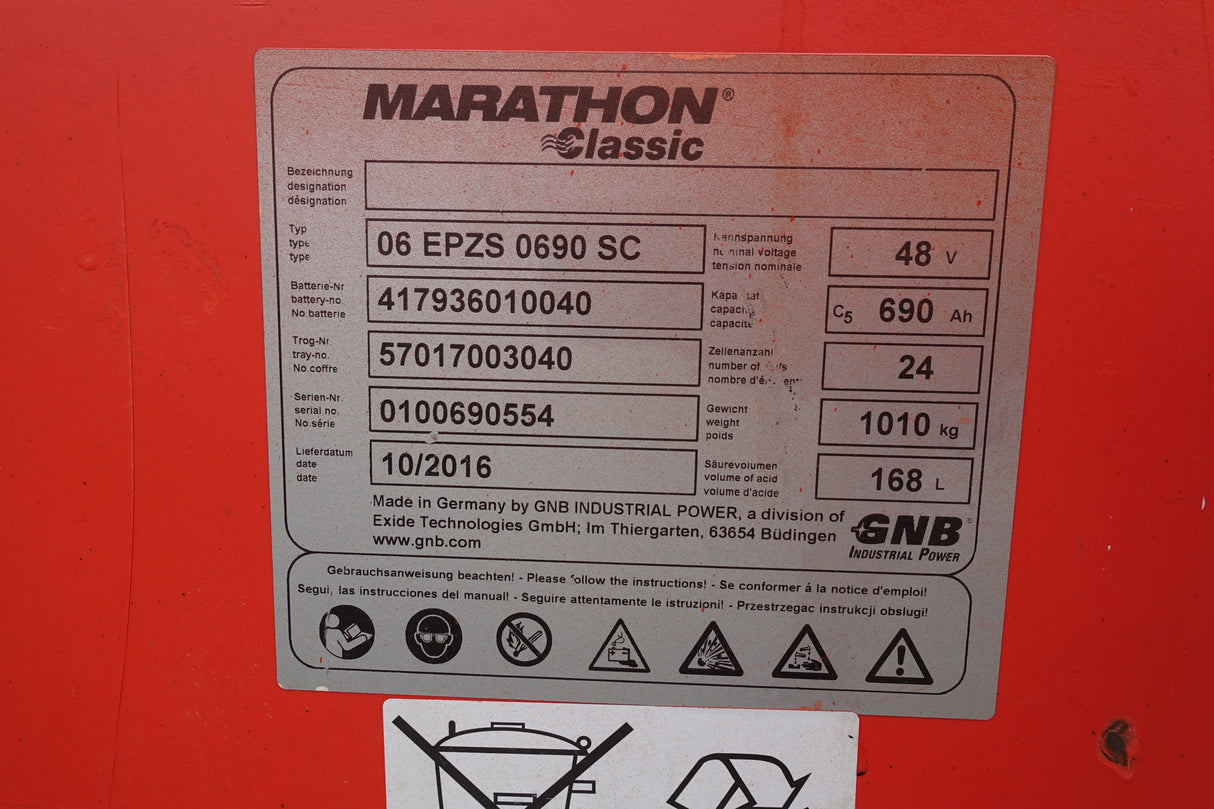 Staplerbatterie 48V 6PzS690