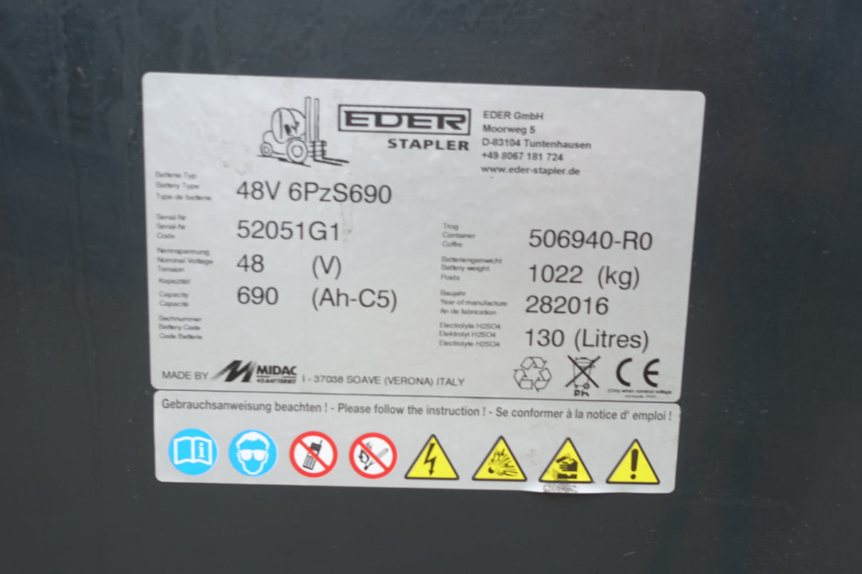 Staplerbatterie 48V 6PzS690