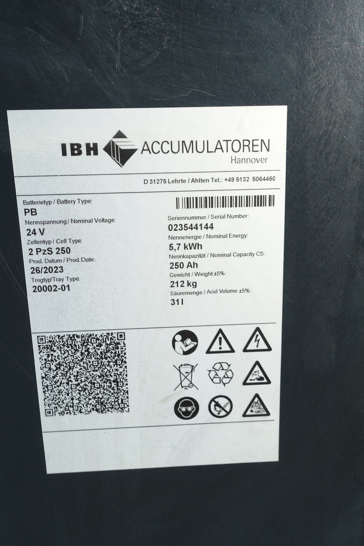 Staplerbatterie 24V 2PzS250