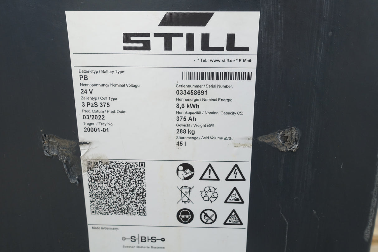 Forklift battery 24V 3PzS375