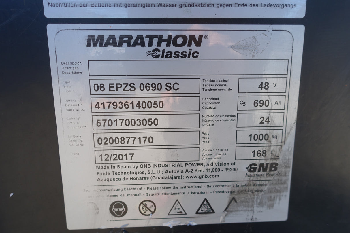 Exide Staplerbatterie 48V 6PzS690