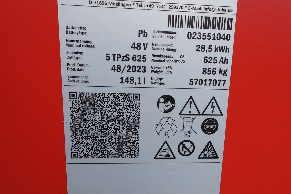 Forklift battery 48V 5PzS625