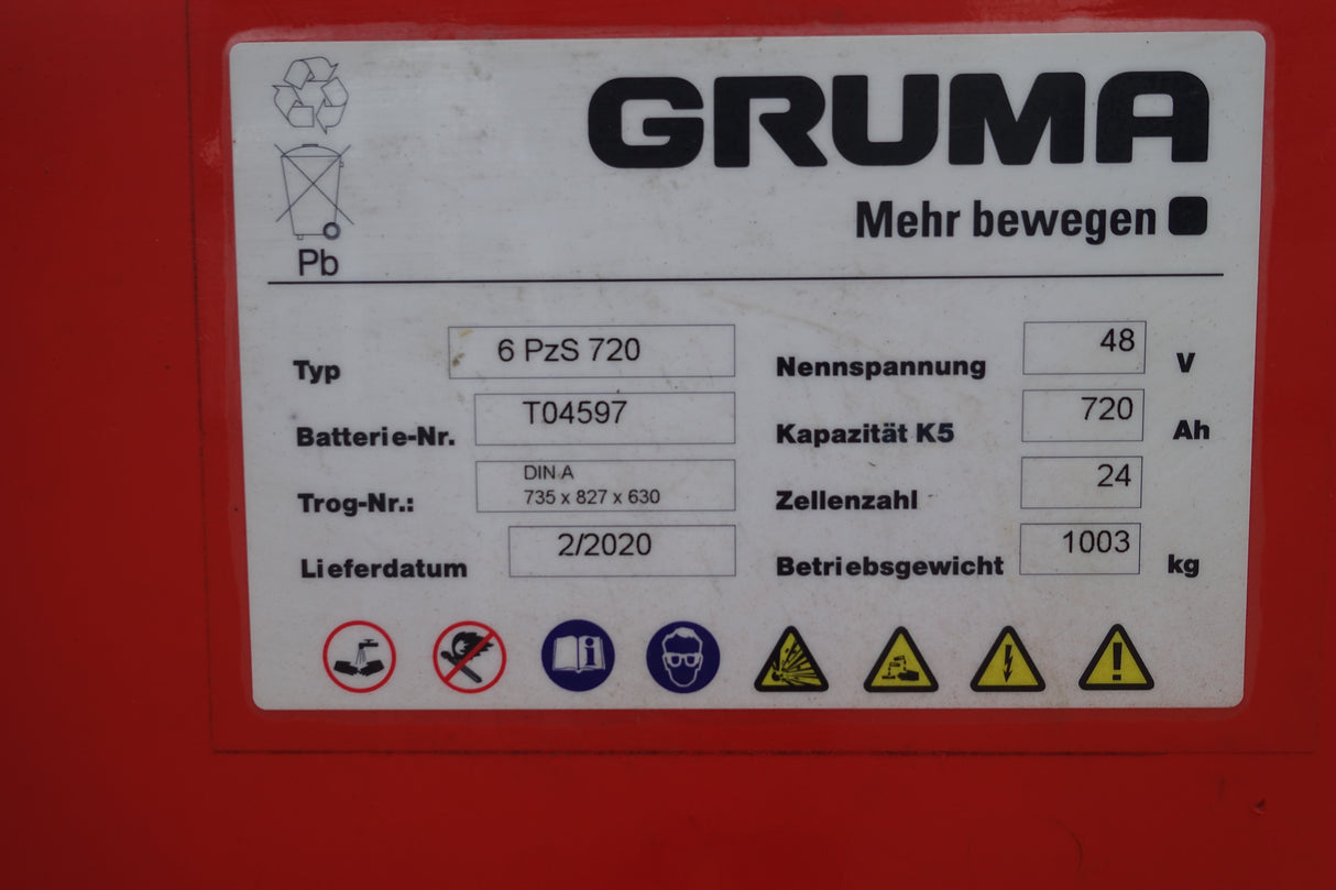 Forklift battery 48V 6PzS720