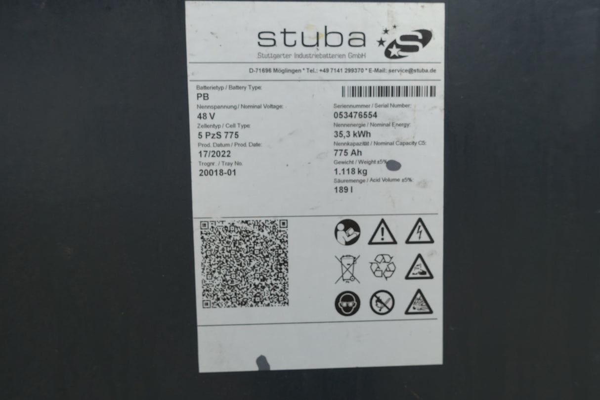 Forklift battery 48V 5PzS775