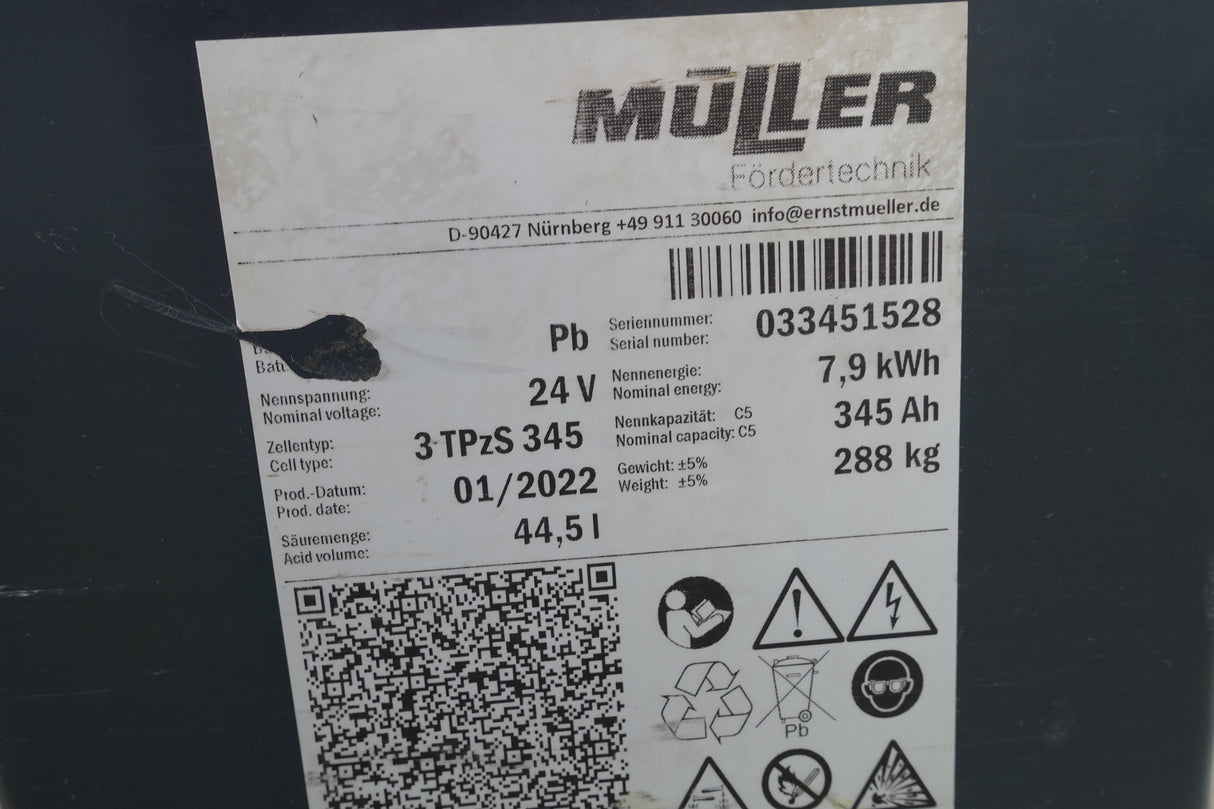 Forklift battery 24V 3PzS345