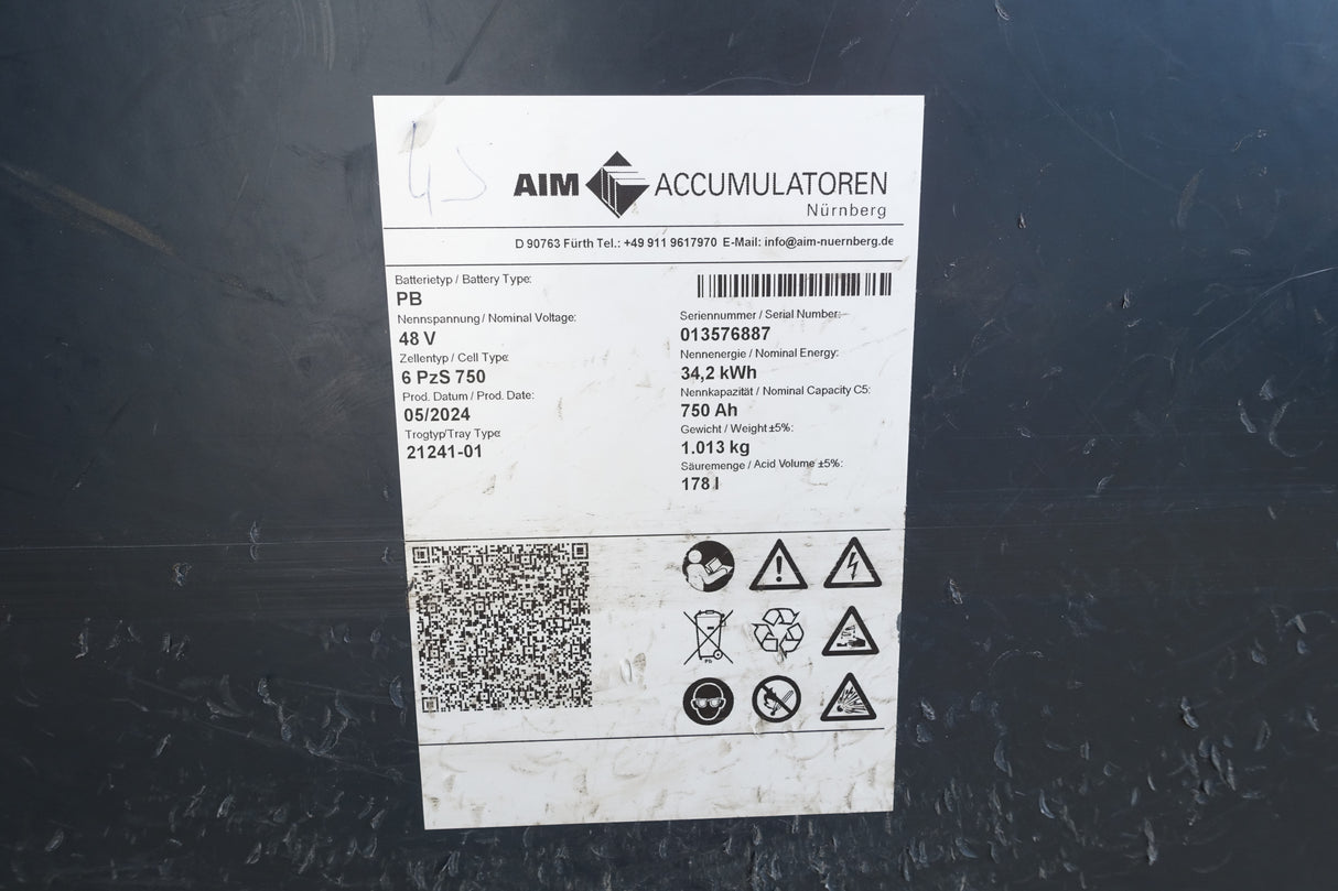Forklift battery 48V 6PzS750