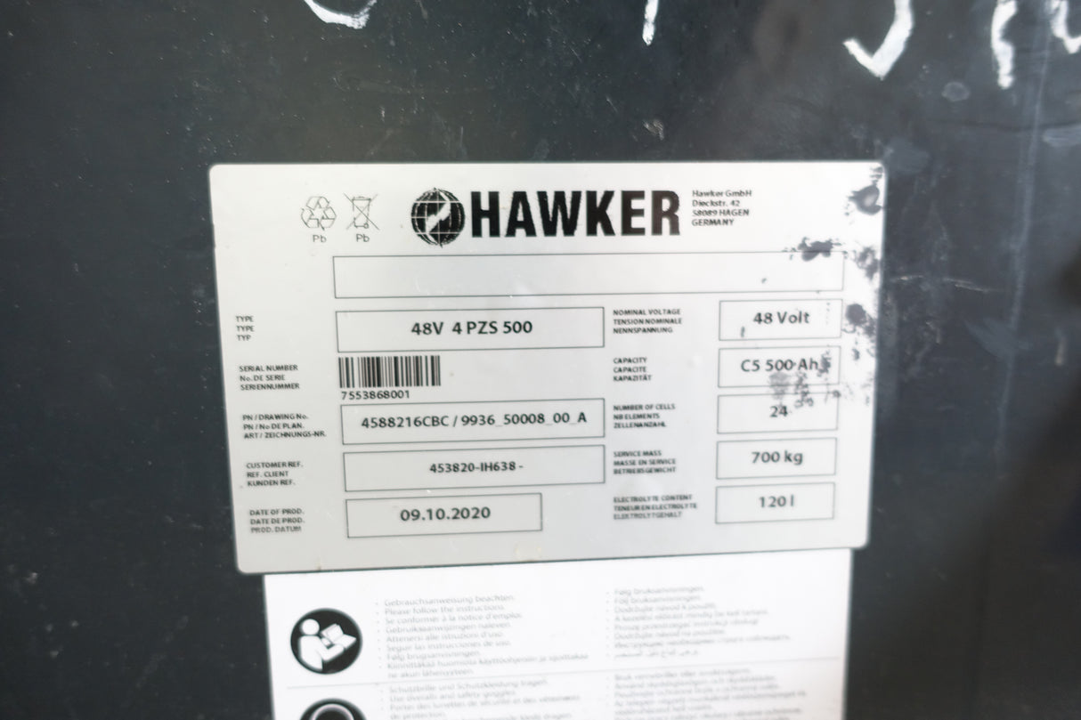 Forklift battery 48V 4PzS500