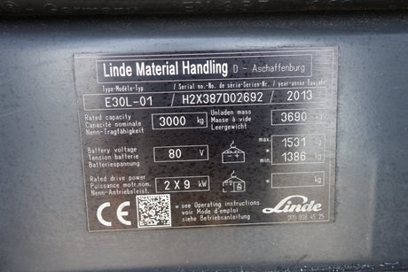 Linde E30L 3t Elektrostapler